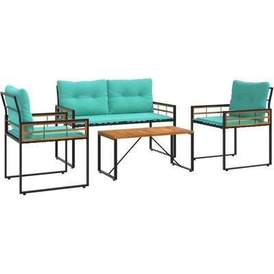 vidaXL Gartenmöbel Set mit Kissen 4-Tlg Türkis 42026930 vidaXL Gartenmöbel Set mit Kissen 4-Tlg Türkis 42026930