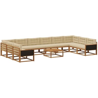 vidaXL Outdoor-Sofagarnitur mit Kissen 11 Stk Natur und Beige 3382936 vidaXL Outdoor-Sofagarnitur mit Kissen 11 Stk Natur und Beige 3382936