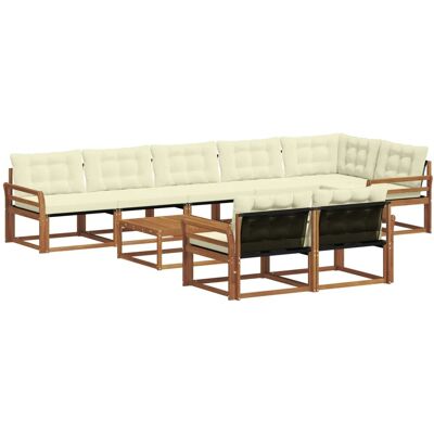 vidaXL Outdoor-Sofagarnitur mit Kissen 9-Tlg Natur und Creme 3369601 vidaXL Outdoor-Sofagarnitur mit Kissen 9-Tlg Natur und Creme 3369601