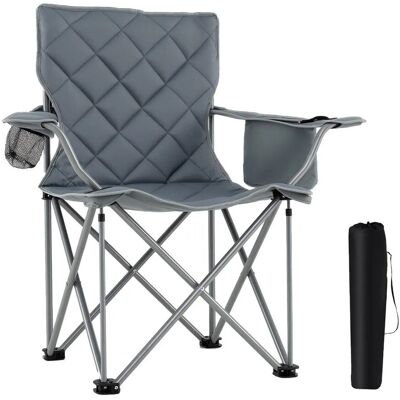 Costway Campingstuhl Faltbar mit Kühltasche & Getränkehalter Grau Costway Campingstuhl Faltbar mit Kühltasche & Getränkehalter Grau