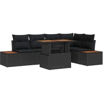 vidaXL Garten-Sofa-Set mit Speicher 6-Tlg Schwarz Poly Rattan 3358807 vidaXL Garten-Sofa-Set mit Speicher 6-Tlg Schwarz Poly Rattan 3358807