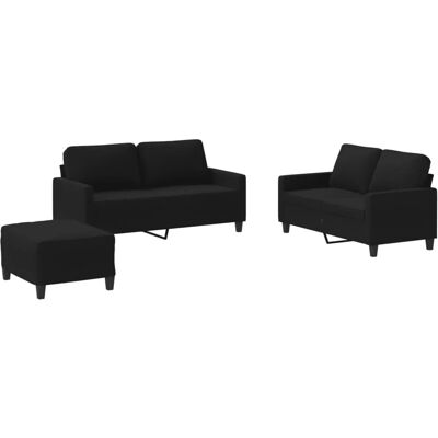 vidaXL 3-teiliges schwarzes Stoffsofa-Set - Sofagarnitur vidaXL 3-teiliges schwarzes Stoffsofa-Set - Sofagarnitur