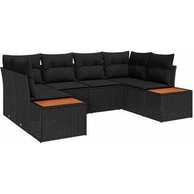 vidaXL Garten-Sofa-Set mit Kissen 6-Tlg Schwarz Poly Rattan 3348154 vidaXL Garten-Sofa-Set mit Kissen 6-Tlg Schwarz Poly Rattan 3348154