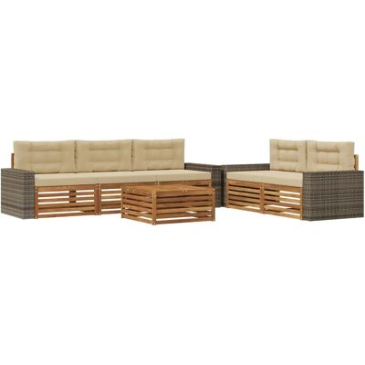 vidaXL Outdoor-Sofagarnitur 6 Stk Natur und Beige 3383041 vidaXL Outdoor-Sofagarnitur 6 Stk Natur und Beige 3383041