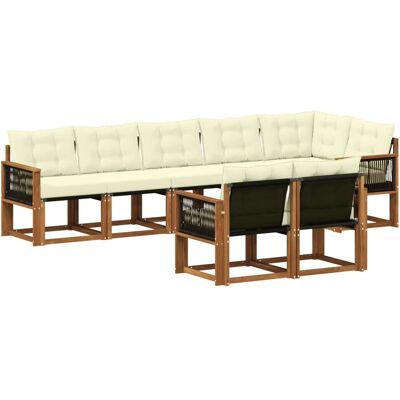 vidaXL Outdoor-Sofagarnitur mit Kissen 8 Stk Natur und Creme 3382030 vidaXL Outdoor-Sofagarnitur mit Kissen 8 Stk Natur und Creme 3382030