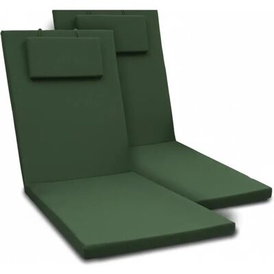 Beautissu 2er Set Gartenliege Auflage Loft RL 200x60x5cm Dunkelgrün Beautissu 2er Set Gartenliege Auflage Loft RL 200x60x5cm Dunkelgrün