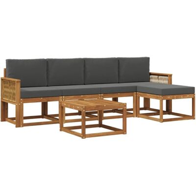 vidaXL Outdoor-Sofagarnitur 6 Stk Natur und Anthrazit Polyester 3385158 vidaXL Outdoor-Sofagarnitur 6 Stk Natur und Anthrazit Polyester 3385158