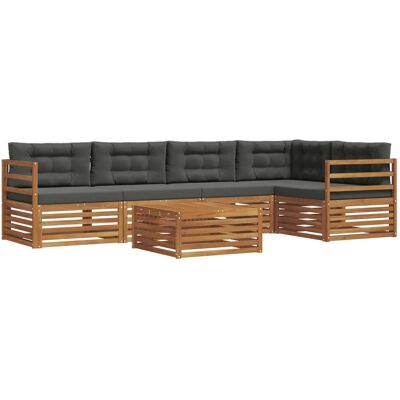 vidaXL Outdoor-Sofagarnitur mit Kissen 6-Tlg Natur und Anthrazit 3373482 vidaXL Outdoor-Sofagarnitur mit Kissen 6-Tlg Natur und Anthrazit 3373482