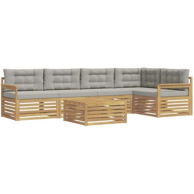 vidaXL Outdoor-Sofagarnitur 6-Tlg Weiß und Hellgrau Polyester 3390511 vidaXL Outdoor-Sofagarnitur 6-Tlg Weiß und Hellgrau Polyester 3390511