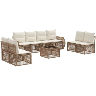 vidaXL Gartensofa-Set 9-Tlg Beige und Cremeweiß Poly-Rattan 3435396 vidaXL Gartensofa-Set 9-Tlg Beige und Cremeweiß Poly-Rattan 3435396