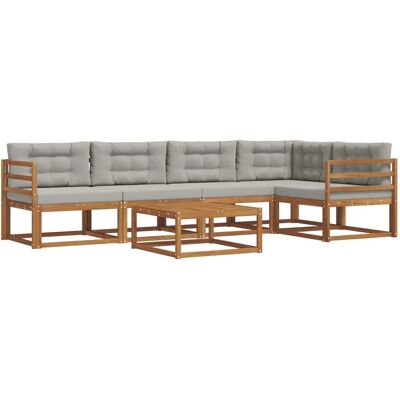vidaXL Outdoor-Sofagarnitur mit Kissen 6-Tlg Natur und Hellgrau 3367599 vidaXL Outdoor-Sofagarnitur mit Kissen 6-Tlg Natur und Hellgrau 3367599