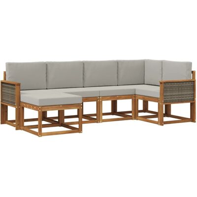 vidaXL Outdoor-Sofagarnitur 6 Stk Natur und Hellgrau Polyester 3385347 vidaXL Outdoor-Sofagarnitur 6 Stk Natur und Hellgrau Polyester 3385347