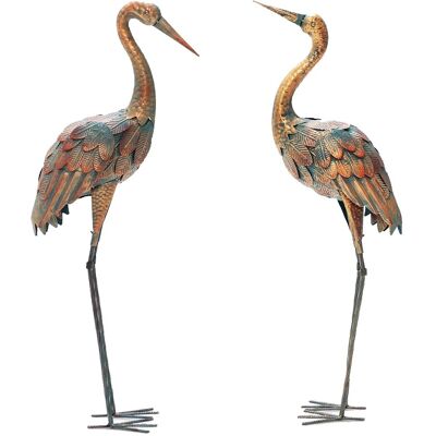 Costway 2er Set Gartenstatuen Kranich Gartenfigur Gartenvogel Costway 2er Set Gartenstatuen Kranich Gartenfigur Gartenvogel