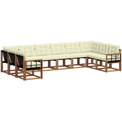 vidaXL Outdoor-Sofagarnitur mit Kissen 10-Tlg Natur und Creme 3369101 vidaXL Outdoor-Sofagarnitur mit Kissen 10-Tlg Natur und Creme 3369101