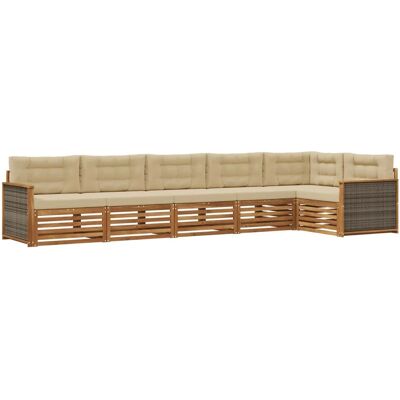 vidaXL Outdoor-Sofagarnitur mit Kissen 6 Stk Natur und Beige 3383411 vidaXL Outdoor-Sofagarnitur mit Kissen 6 Stk Natur und Beige 3383411
