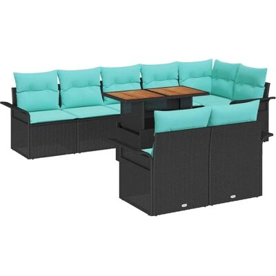 vidaXL Garten-Sofa-Set mit Speicher 9 Stk Schwarz Poly Rattan 3358090 vidaXL Garten-Sofa-Set mit Speicher 9 Stk Schwarz Poly Rattan 3358090