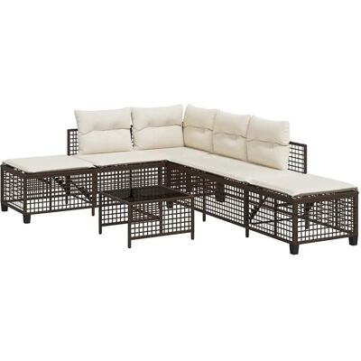 vidaXL 3 Tlg Garten-Ecksofa-Set mit Kissen Braun Poly Rattan 365445 vidaXL 3 Tlg Garten-Ecksofa-Set mit Kissen Braun Poly Rattan 365445