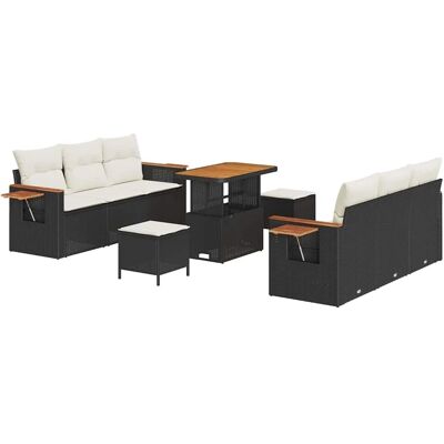 vidaXL Gartensofa-set mit Kissen 11-Tlg Schwarz und Creme Poly-Rattan 3365080 vidaXL Gartensofa-set mit Kissen 11-Tlg Schwarz und Creme Poly-Rattan 3365080
