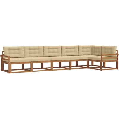 vidaXL Outdoor-Sofagarnitur mit Kissen 6-Tlg Natur und Beige 3367651 vidaXL Outdoor-Sofagarnitur mit Kissen 6-Tlg Natur und Beige 3367651