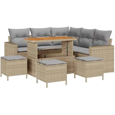 vidaXL Garten-Sofa-Set 9-Tlg Beige Poly Rattan 3361622 vidaXL Garten-Sofa-Set 9-Tlg Beige Poly Rattan 3361622