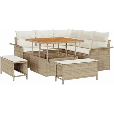 vidaXL Garten-Sofa-Set Höhenverstellbar 8-Tlg Beige Poly Rattan 3362126 vidaXL Garten-Sofa-Set Höhenverstellbar 8-Tlg Beige Poly Rattan 3362126