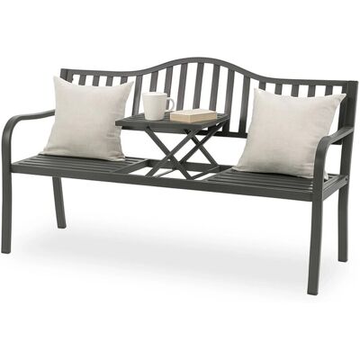 Relaxdays Gartenbank Stahl Anthrazit mit Tisch 90 cm x 150 cm x 57,5 cm 16,5 kg Relaxdays Gartenbank Stahl Anthrazit mit Tisch 90 cm x 150 cm x 57,5 cm 16,5 kg