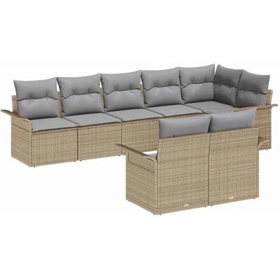 vidaXL 8-Teiliges Gartensofa-Set mit Kissen in Beige aus Poly Rattan 3354079 vidaXL 8-Teiliges Gartensofa-Set mit Kissen in Beige aus Poly Rattan 3354079