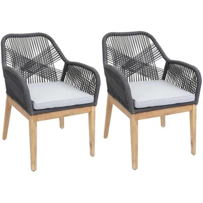 MCW Gartenstuhl H56b 2er-Set Dunkelgrau Kissen Hellgrau MCW Gartenstuhl H56b 2er-Set Dunkelgrau Kissen Hellgrau