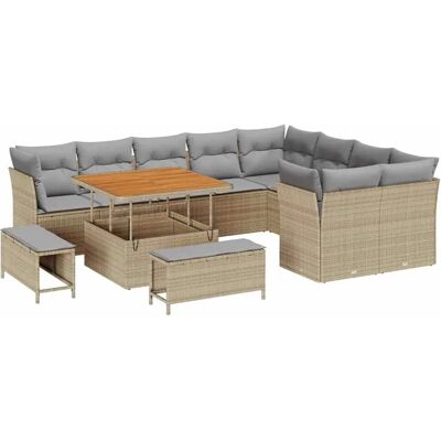 vidaXL Garten-Sofa-Set 12-Tlg Beige Poly Rattan 3361517 vidaXL Garten-Sofa-Set 12-Tlg Beige Poly Rattan 3361517
