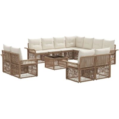 vidaXL Gartensofa-Set 12-Tlg Beige und Cremeweiß Poly-Rattan 3435003 vidaXL Gartensofa-Set 12-Tlg Beige und Cremeweiß Poly-Rattan 3435003