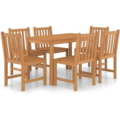 vidaXL 7-tlg. Garten-Essgruppe Teak Massivholz Braun - Garten-Essgruppe vidaXL 7-tlg. Garten-Essgruppe Teak Massivholz Braun - Garten-Essgruppe