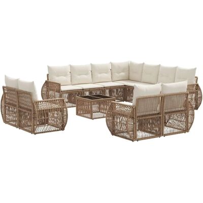 vidaXL Gartensofa-Set 12-Tlg Beige und Cremeweiß Poly-Rattan 3435591 vidaXL Gartensofa-Set 12-Tlg Beige und Cremeweiß Poly-Rattan 3435591