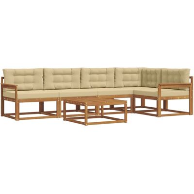 vidaXL Outdoor-Sofagarnitur mit Kissen 6-Tlg Natur und Beige 3367606 vidaXL Outdoor-Sofagarnitur mit Kissen 6-Tlg Natur und Beige 3367606