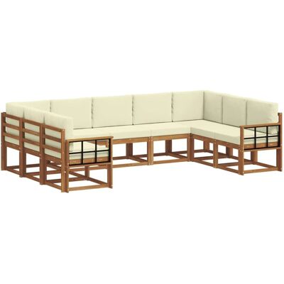 vidaXL Outdoor-Sofagarnitur mit Kissen 9-Tlg Natur und Creme 3366993 vidaXL Outdoor-Sofagarnitur mit Kissen 9-Tlg Natur und Creme 3366993