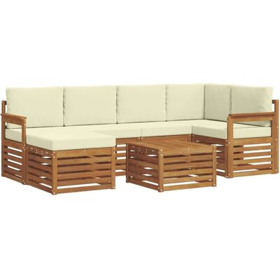 vidaXL Sofagarnituren 7 Tlg Natur und Creme Massivholz Akazie 3375115 vidaXL Sofagarnituren 7 Tlg Natur und Creme Massivholz Akazie 3375115
