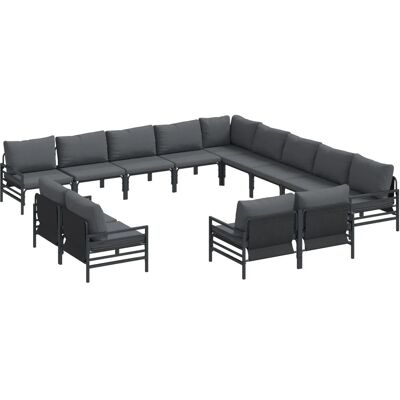 vidaXL Garten-Sofa-Set 13-Tlg Anthrazit Stahl 3379038 vidaXL Garten-Sofa-Set 13-Tlg Anthrazit Stahl 3379038
