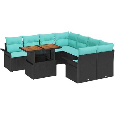 vidaXL Garten-Sofa-Set mit Speicher 9 Stk Schwarz Poly Rattan 3358055 vidaXL Garten-Sofa-Set mit Speicher 9 Stk Schwarz Poly Rattan 3358055