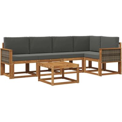 vidaXL Outdoor-Sofagarnitur mit Kissen 6 Stk Natur und Anthrazit 3385228 vidaXL Outdoor-Sofagarnitur mit Kissen 6 Stk Natur und Anthrazit 3385228