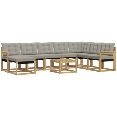 vidaXL Outdoor-Sofagarnitur mit Kissen 9-Tlg Weiß und Hellgrau 3389781 vidaXL Outdoor-Sofagarnitur mit Kissen 9-Tlg Weiß und Hellgrau 3389781