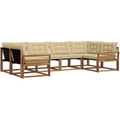 vidaXL Outdoor-Sofagarnitur mit Kissen 6-Tlg Natur und Beige 3369796 vidaXL Outdoor-Sofagarnitur mit Kissen 6-Tlg Natur und Beige 3369796