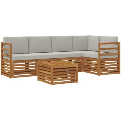 vidaXL Sofagarnituren 6 Tlg Natur und Hellgrau Massivholz Akazie 3374831 vidaXL Sofagarnituren 6 Tlg Natur und Hellgrau Massivholz Akazie 3374831