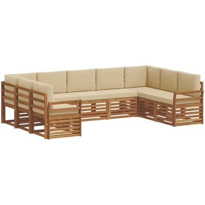 vidaXL Sofagarnituren 9 Tlg Natur und Beige Massivholz Akazie 3375483 vidaXL Sofagarnituren 9 Tlg Natur und Beige Massivholz Akazie 3375483
