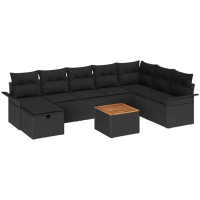 vidaXL Garten-Sofa-Set mit Kissen 9-Tlg Schwarz Poly Rattan 3360803 vidaXL Garten-Sofa-Set mit Kissen 9-Tlg Schwarz Poly Rattan 3360803