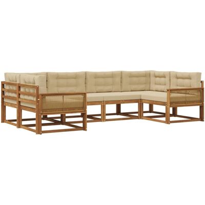 vidaXL Outdoor-Sofagarnitur mit Kissen 6 Stk Natur und Beige 3382851 vidaXL Outdoor-Sofagarnitur mit Kissen 6 Stk Natur und Beige 3382851