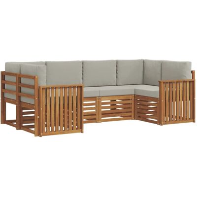 vidaXL Sofagarnituren 6 Tlg Natur und Hellgrau Massivholz Akazie 3375366 vidaXL Sofagarnituren 6 Tlg Natur und Hellgrau Massivholz Akazie 3375366