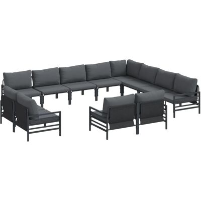 vidaXL Garten-Sofa-Set 12-Tlg Anthrazit Stahl 3379036 vidaXL Garten-Sofa-Set 12-Tlg Anthrazit Stahl 3379036