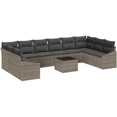 vidaXL Garten-Sofa-Set 11-Tlg Grau Poly Rattan 3346909 vidaXL Garten-Sofa-Set 11-Tlg Grau Poly Rattan 3346909