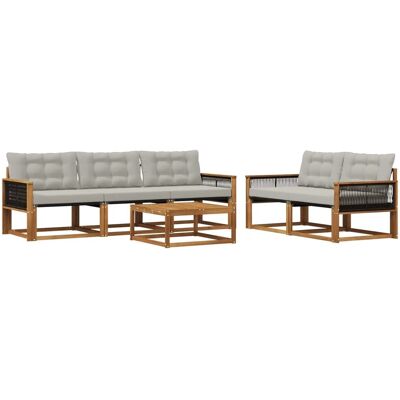 vidaXL Outdoor-Sofagarnitur mit Kissen 6 Stk Natur und Hellgrau 3381247 vidaXL Outdoor-Sofagarnitur mit Kissen 6 Stk Natur und Hellgrau 3381247