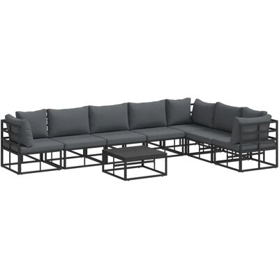 vidaXL Garten-Sofa-Set mit Kissen 8-Tlg Schwarz Aluminium 3378873 vidaXL Garten-Sofa-Set mit Kissen 8-Tlg Schwarz Aluminium 3378873