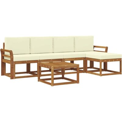 vidaXL Outdoor-Sofagarnitur 6 Stk Natur und Creme Massivholz Akazie 3366288 vidaXL Outdoor-Sofagarnitur 6 Stk Natur und Creme Massivholz Akazie 3366288